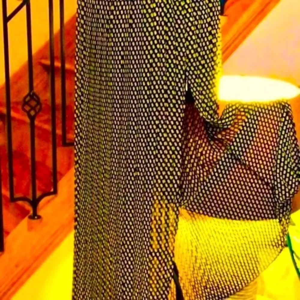 MICHAEL KORS YELLOW & BLACK POLKA DOT PLEATED MINI MAXI SKIRT W/FRONT SLIT NWT